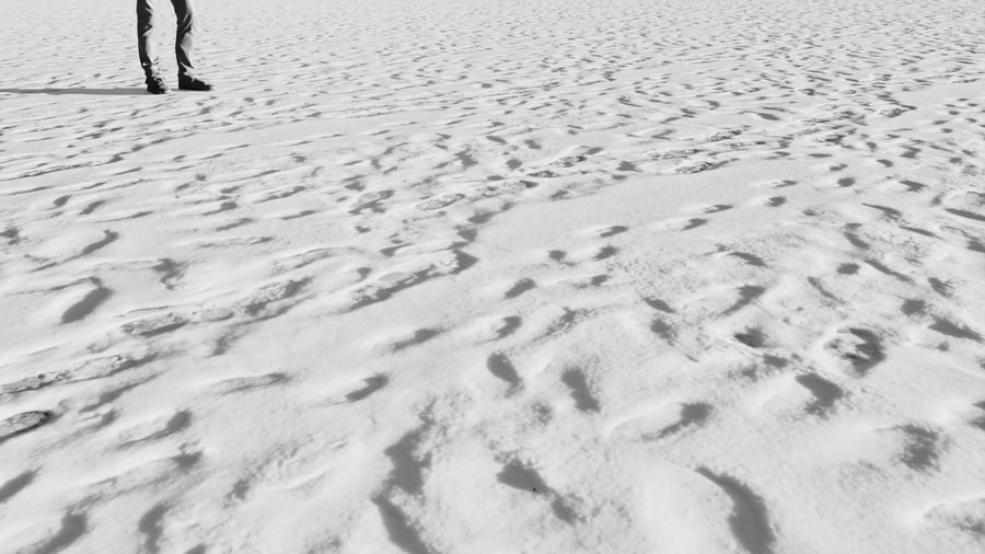 Textura de pegadas na neve