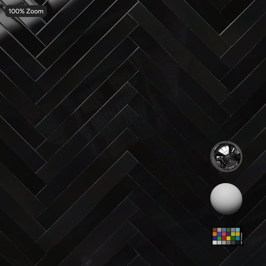 Herringbone-Keramikfliese glänzend, Schwarz