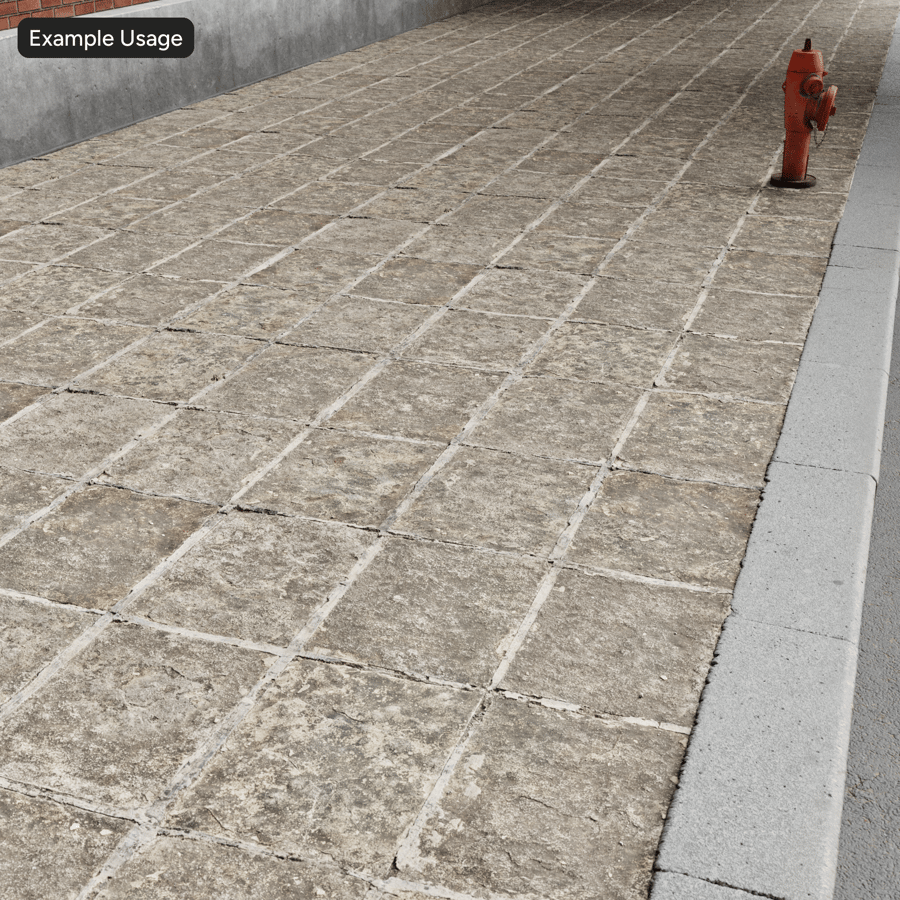 Weathered Stone Tile Sidewalk Texture