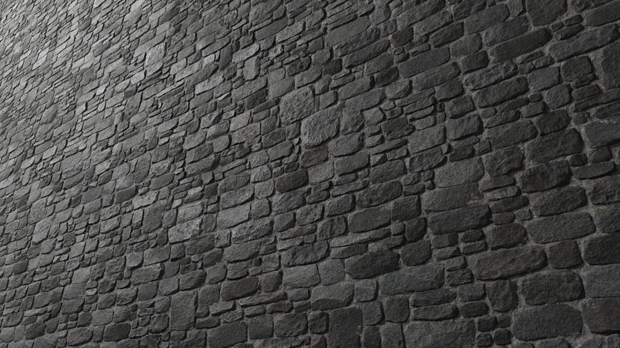 Light Old Stone Brick Wall Texture, Faded Black
