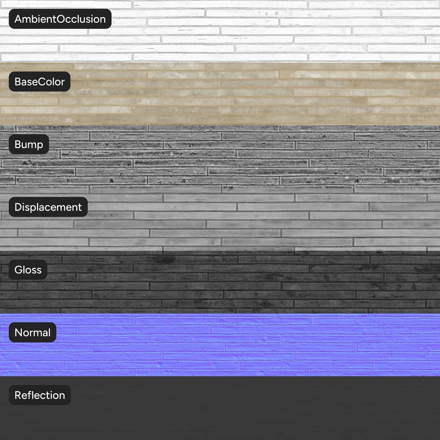 Long Slim Roman Rusticated Bond Brick Wall Texture, Μπεζ