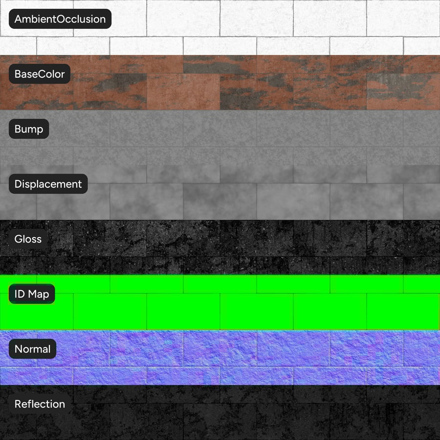 Split Face Running Concrete Block Wall Texture, Black