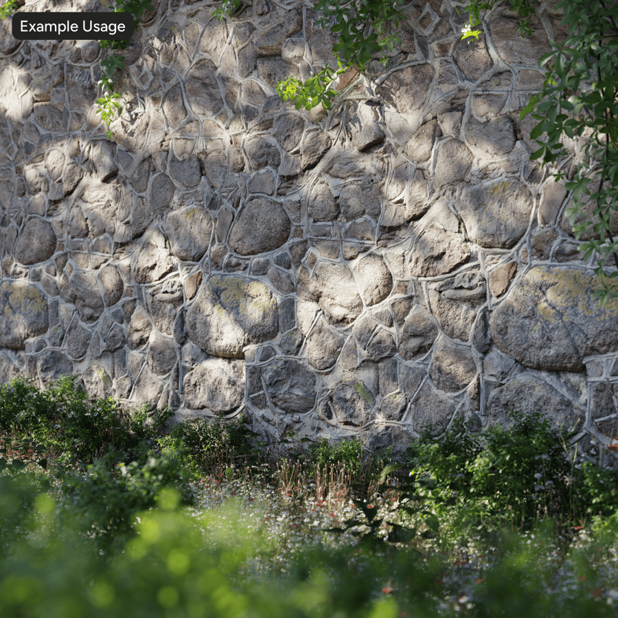 Lichen Covered Rubble Stone Wall Texture