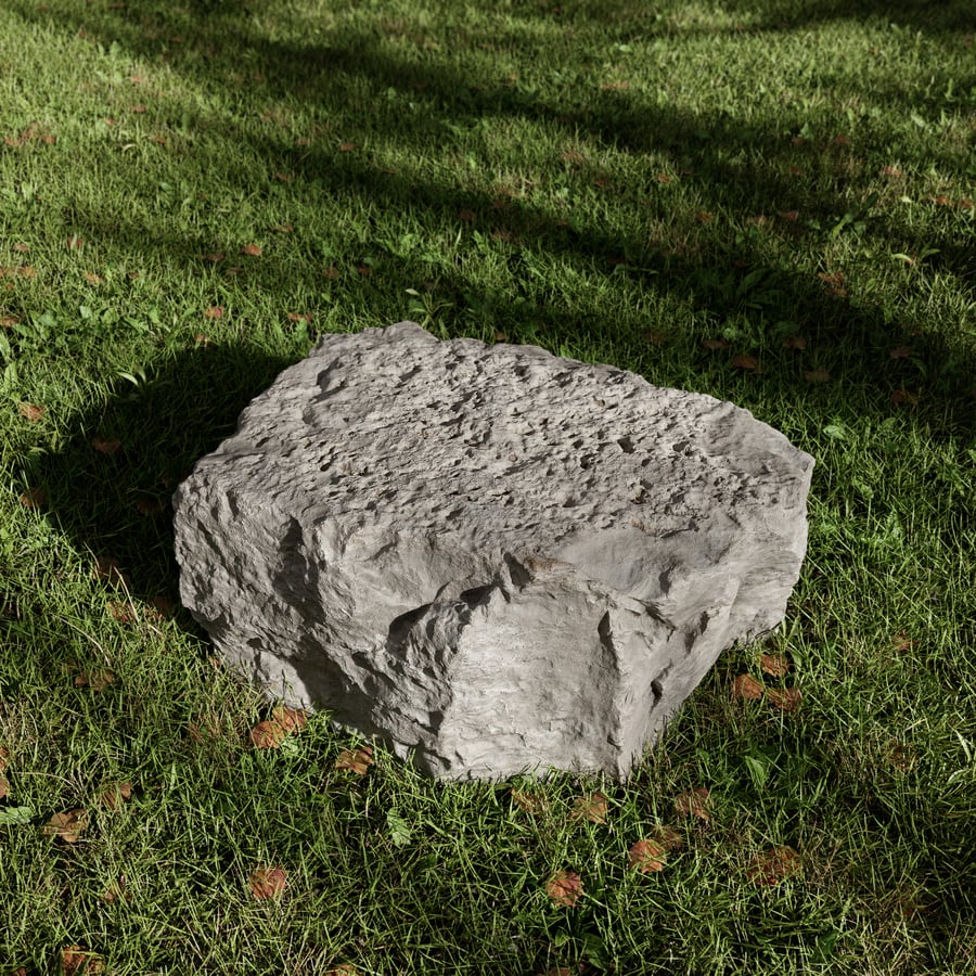 Pale Flat Rippled Large Rock Boulder Model
