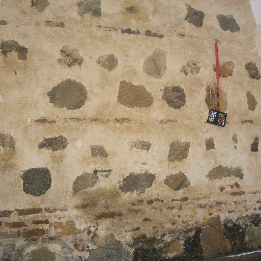 레이어드 벽돌 및 잔해 벽 텍스처