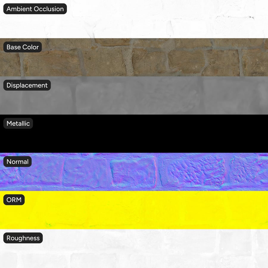 Old Rubble Stone Wall Texture, Yellow
