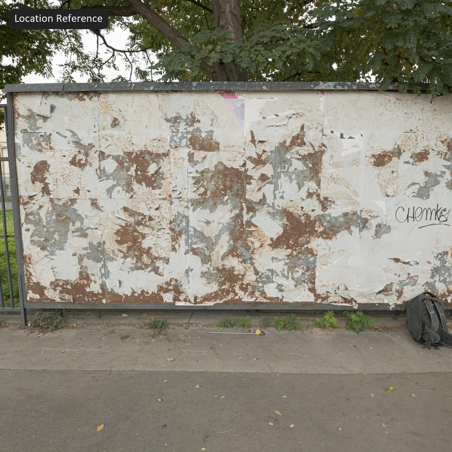 Peeling Painted Metal Sheet Texture, White and Rust