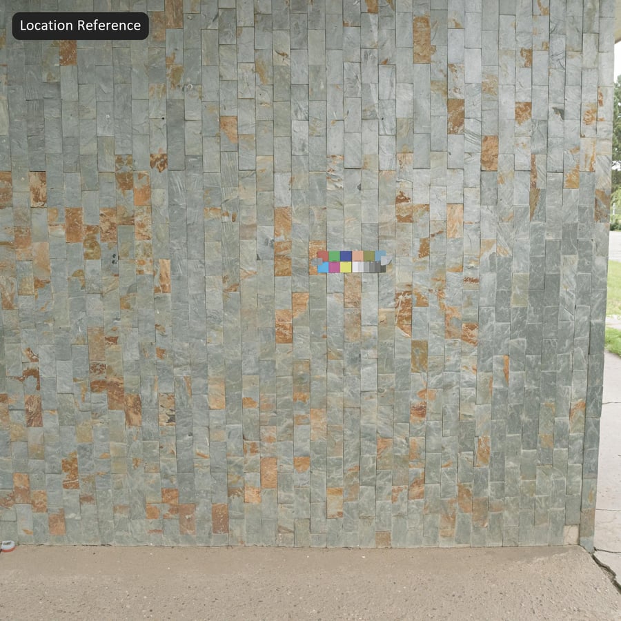 Stacked Slate Wall Cladding Texture, Blue Grey and Amber