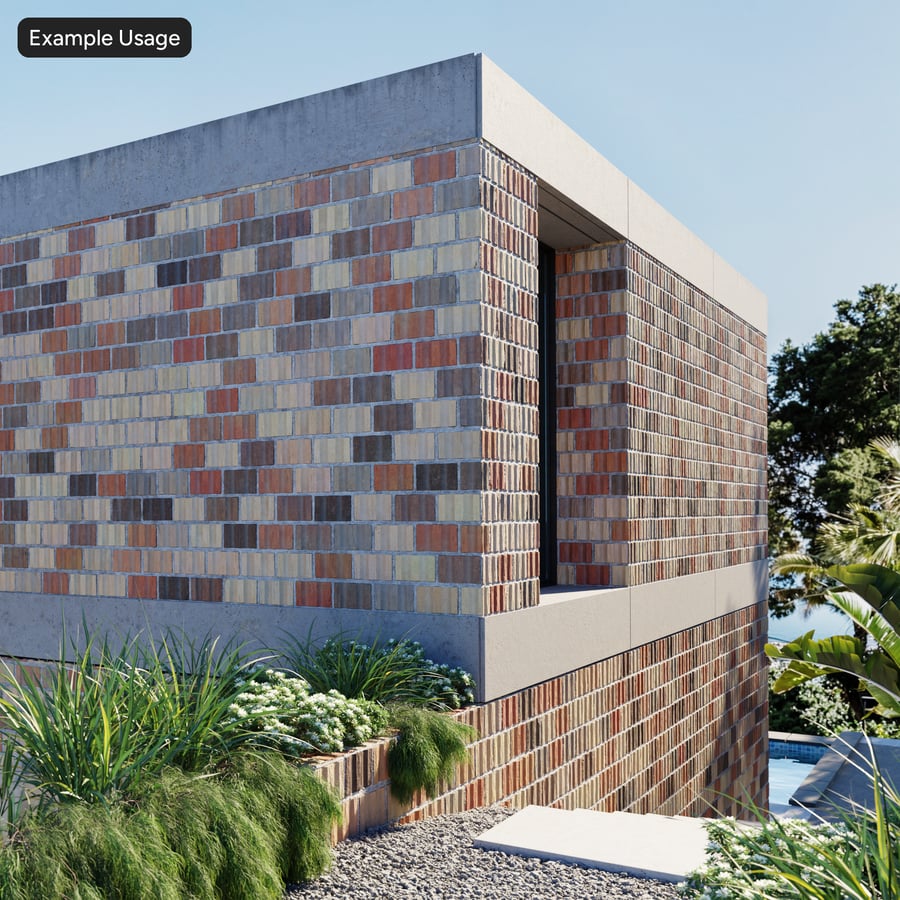Grooved Header Bond Brick Wall Texture, Multicolored