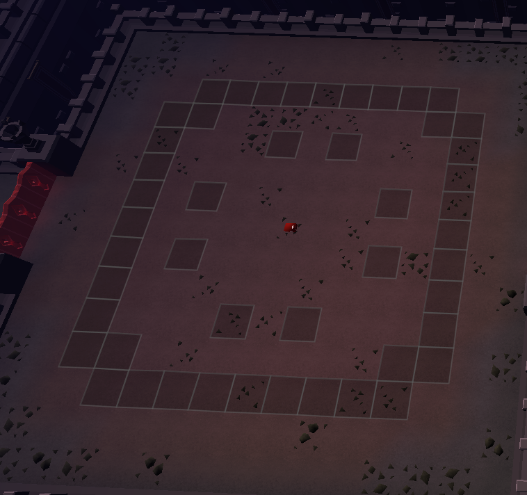 Marked Xarpus melee tiles showing an outer set for phase two and an inner set for phase three