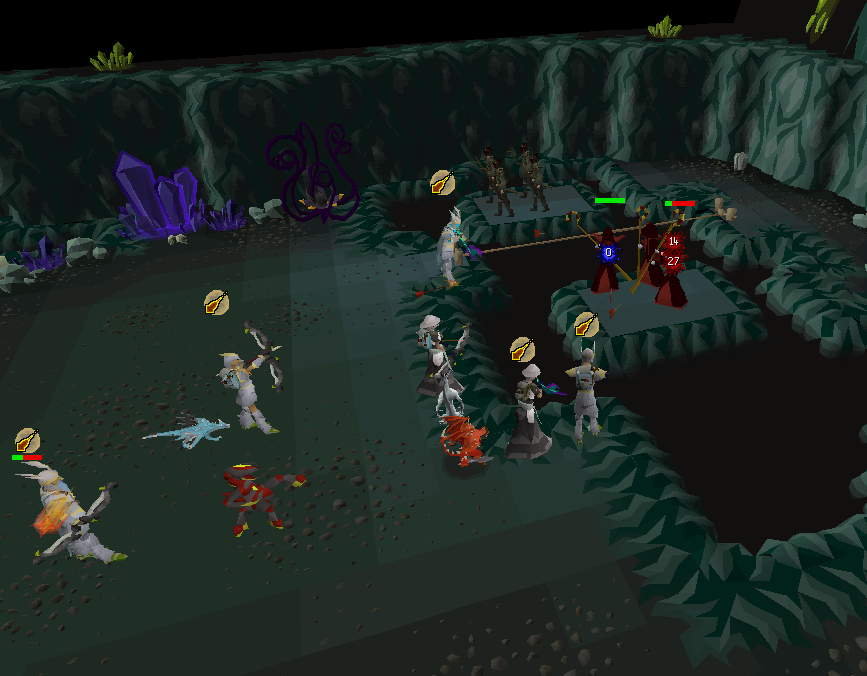 The Tightrope room with guarding enemies, the rope crossing and the far-side keystone area