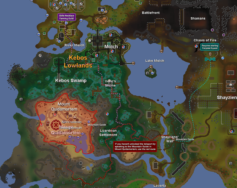 Map of the route toward Mount Quidamortem and the Chambers of Xeric