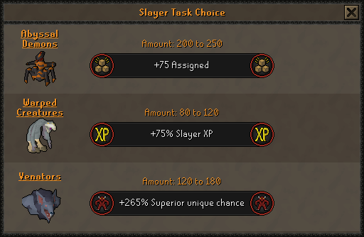 Mortimer task-choice interface showing assignment options and modifiers