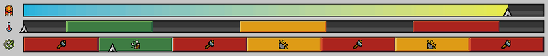 Giants’ Foundry refinement interface showing sword quality, progress and temperature ranges