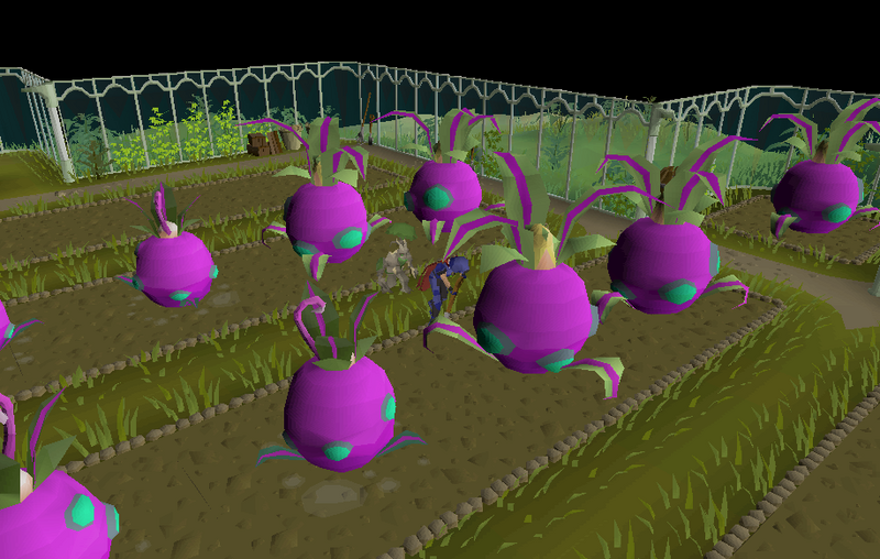 Player watering rows of crops during the Tithe Farm activity in Hosidius