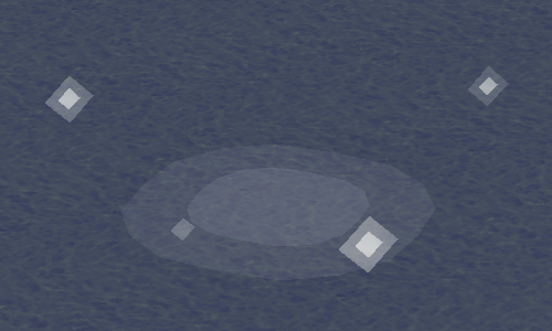 Glowing bubbles at a sea-charting location where the spyglass can be used