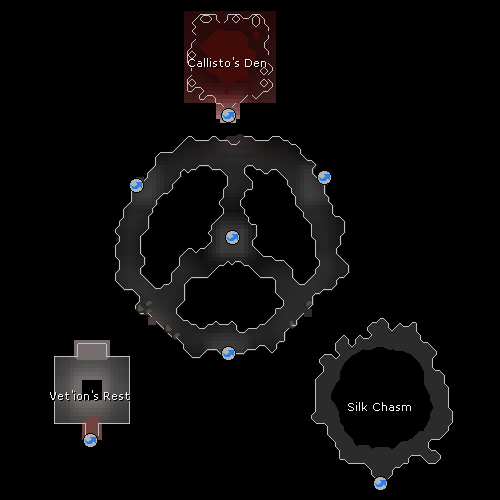 Escape Caves map showing the connected routes used after leaving the Silk Chasm