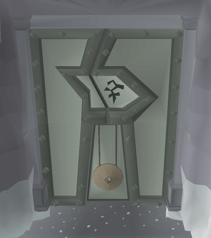 The gong and large door leading into Bandos’ Stronghold