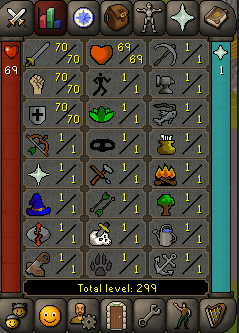Base 70's
70 Attack - 70 Str - 70 Defense