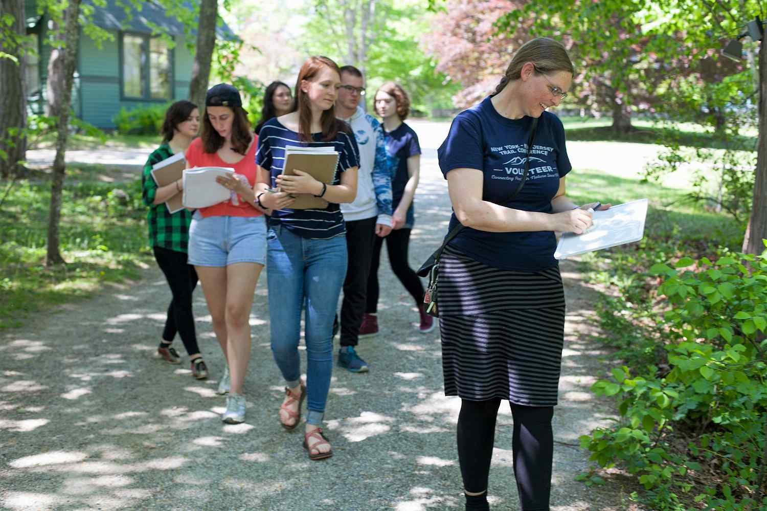Students learning botany in nature.