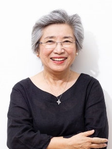 Elderly woman in black attire.