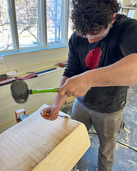 Students in Wood, Stone, and Steel gain expertise in operating tools...