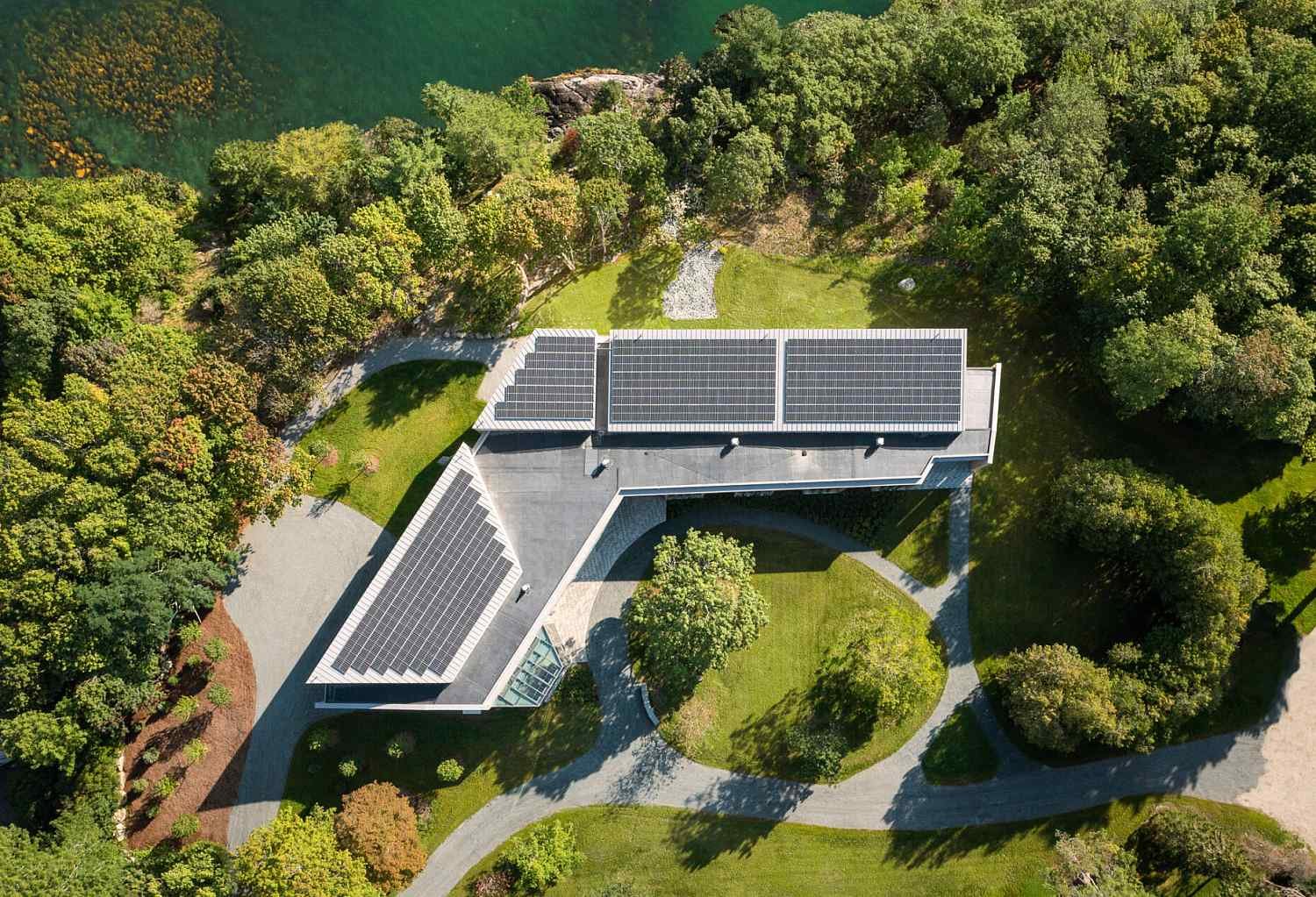 Photovoltaic panels atop the COA Davis Center for Human Ecology are part of a larger palette of energy features that help the facility me...