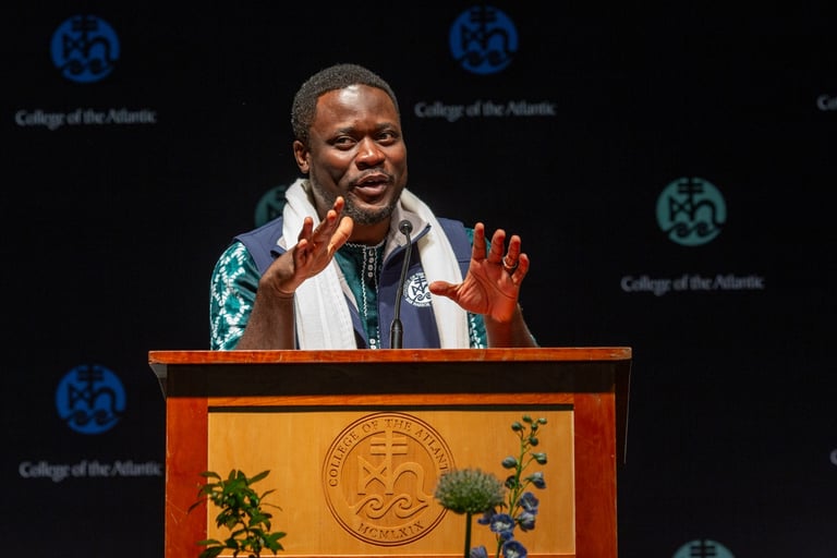 person at podium