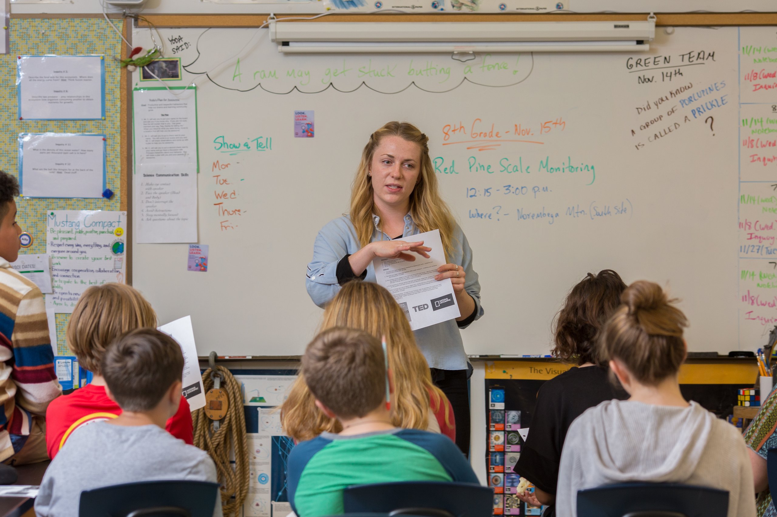 Teacher instructing students in classroom