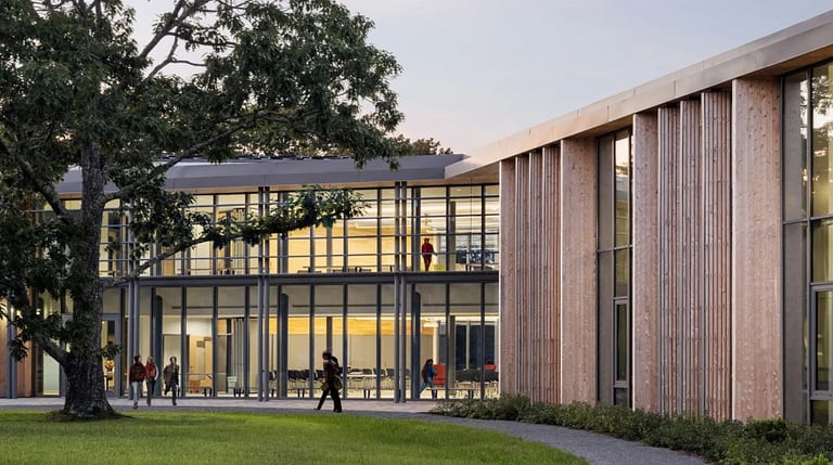Modern building with large glass windows