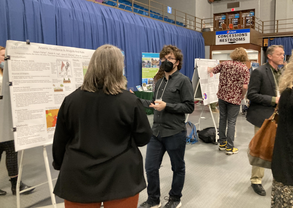 Adam Feher ’23 discusses his poster presentation at the annual Maine Sustainability and Water...