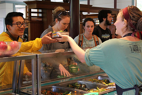 The College of the Atlantic community enjoys regional foods along with meat and produce from COA