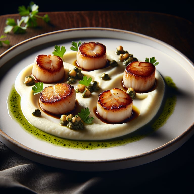 Seared Scallops with Cauliflower Puree