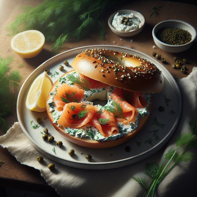 Herbed Cream Cheese and Smoked Salmon Bagels