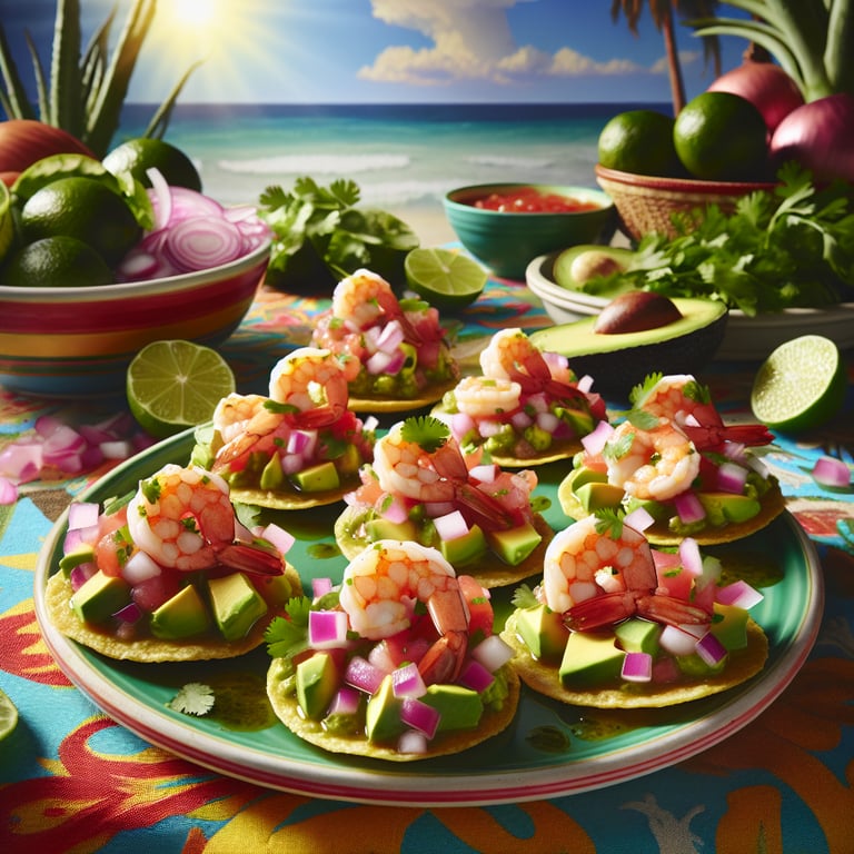 Ceviche-Style Shrimp and Avocado Tostadas