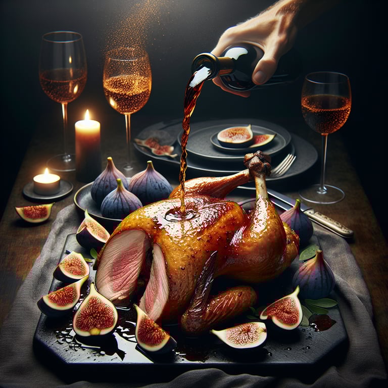 Roasted Duck with Fig and Port Wine Sauce