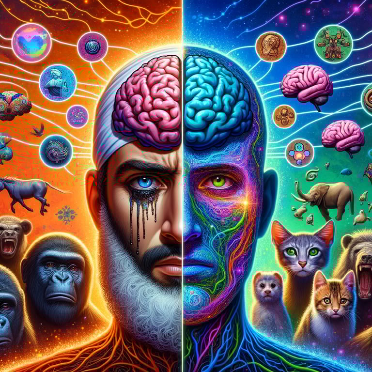 Why do humans experience emotions differently than other animals?