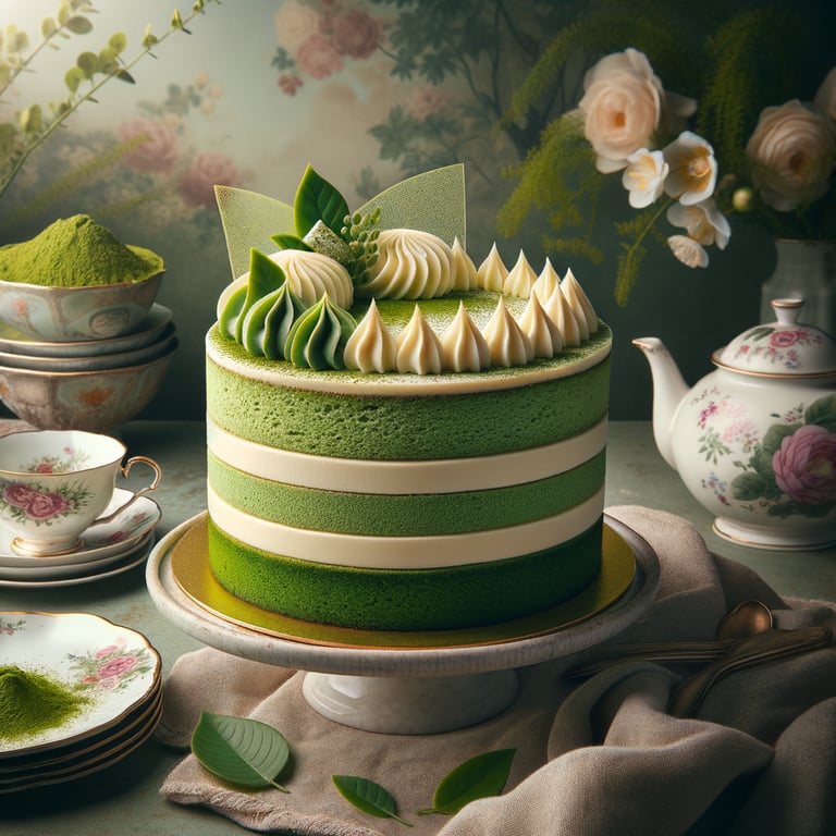 Matcha and White Chocolate Layer Cake
