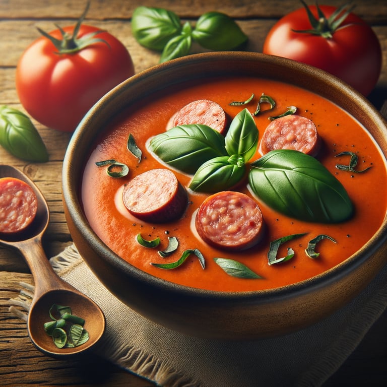 Tomato Basil Bisque with Italian Sausage