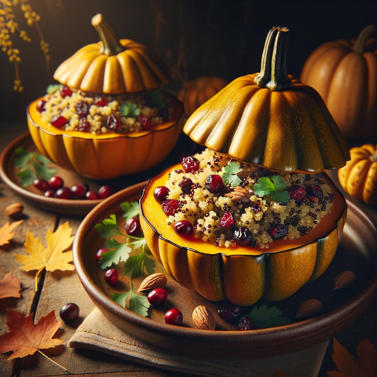 Stuffed Acorn Squash with Quinoa and Cranberries