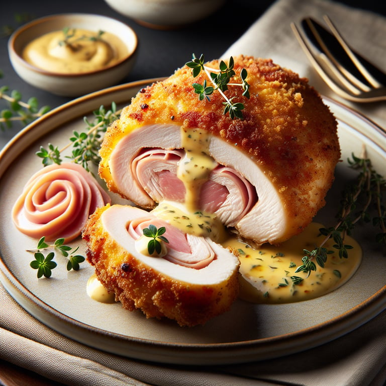 Chicken Cordon Bleu with Creamy Mustard Sauce