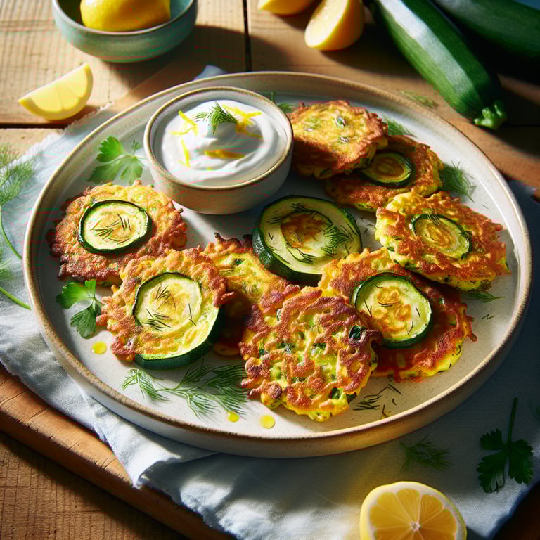 Zucchini and Herb Fritters with Lemon Yogurt Sauce