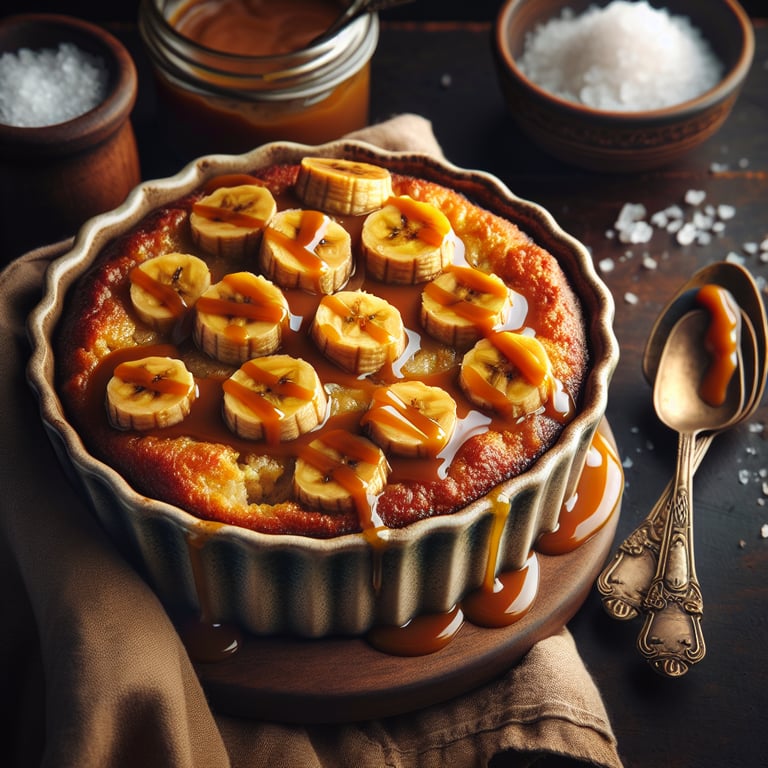 Salted Caramel Banana Bread Pudding