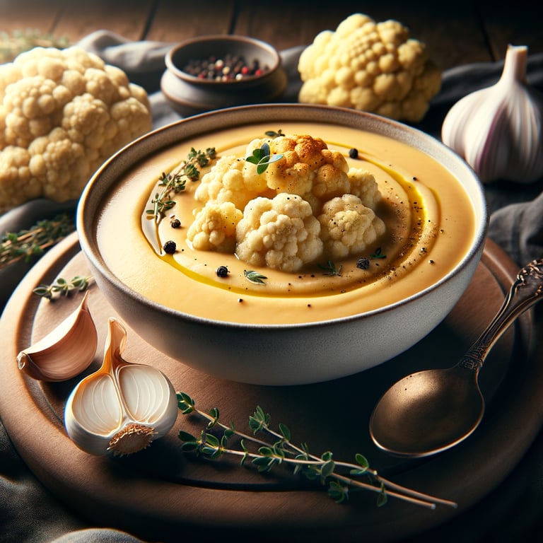 Roasted Garlic and Cauliflower Soup