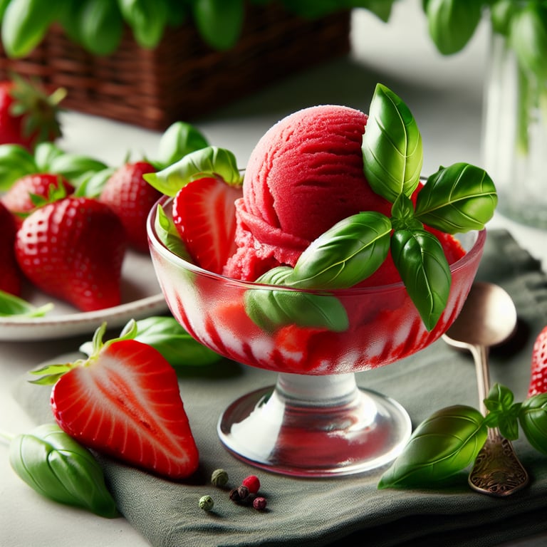 Basil and Strawberry Sorbet