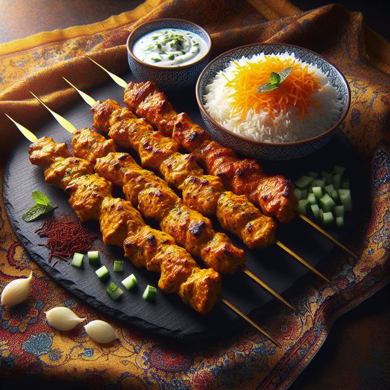 Persian Saffron Chicken Kebabs