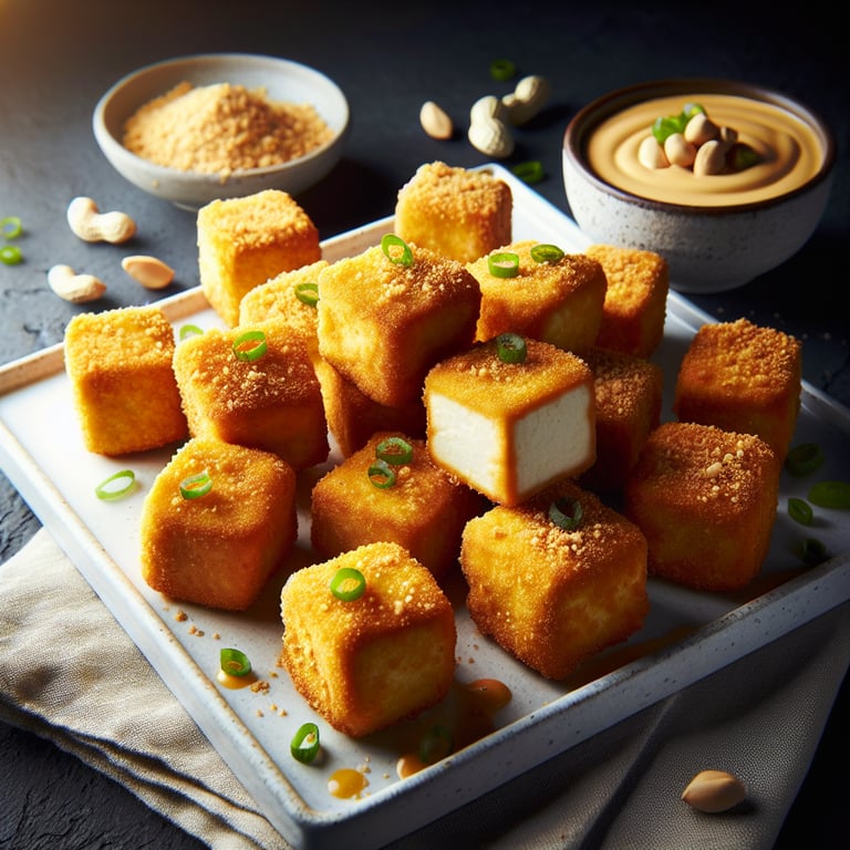 Crispy Tofu Bites with Peanut Sauce