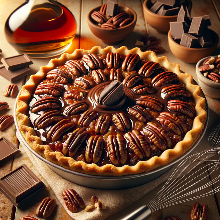 Bourbon Pecan Pie with Chocolate Drizzle