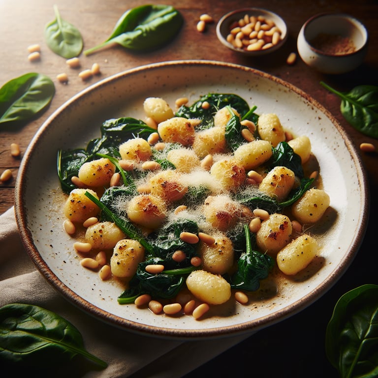 Pan-Fried Gnocchi with Spinach and Pine Nuts