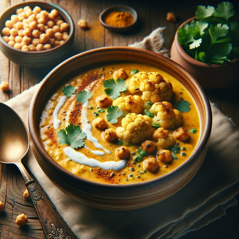 Curried Cauliflower and Chickpea Soup